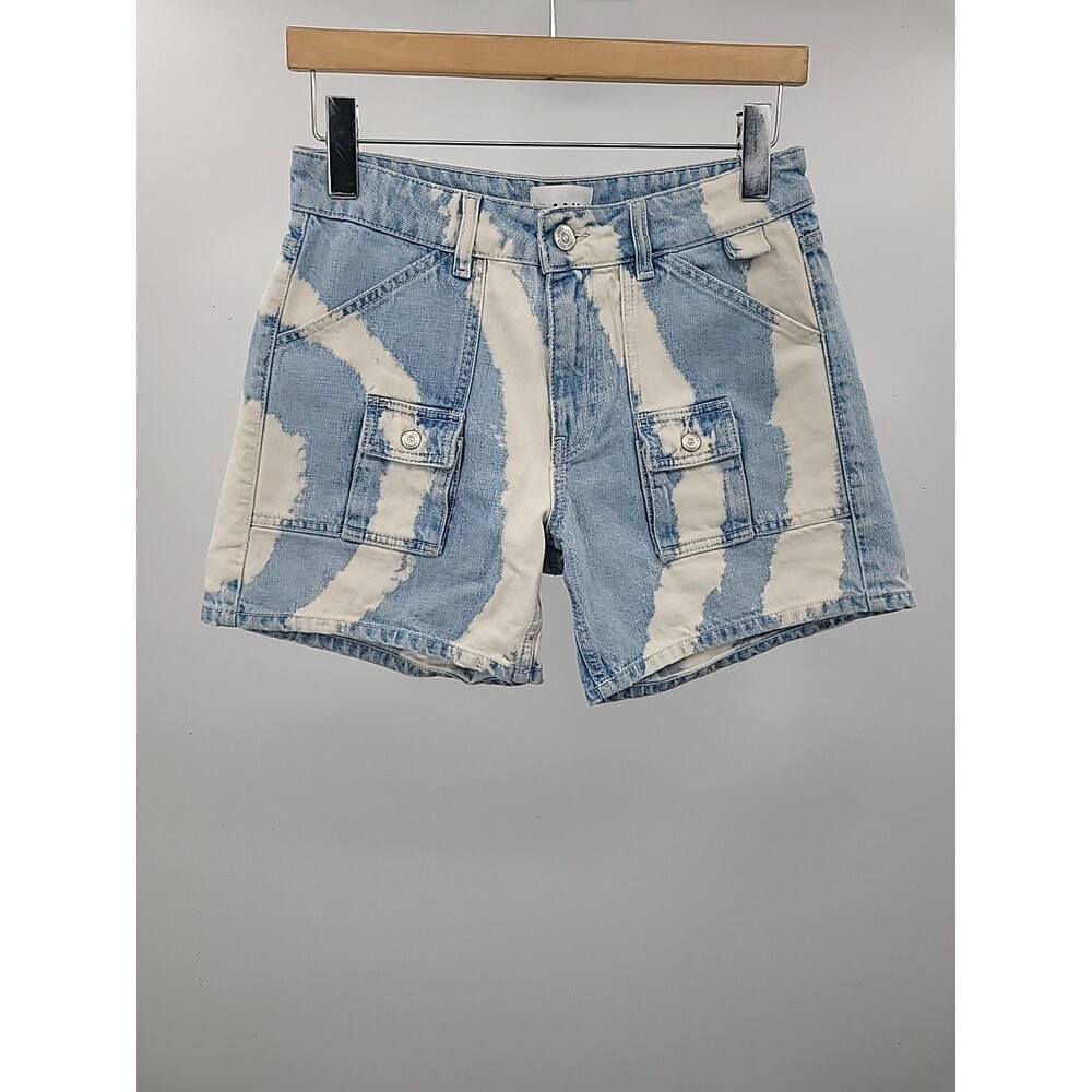 Ganni Blackstone Bleached Denim Shorts Sz 26 Beach Vacation Resort Summer